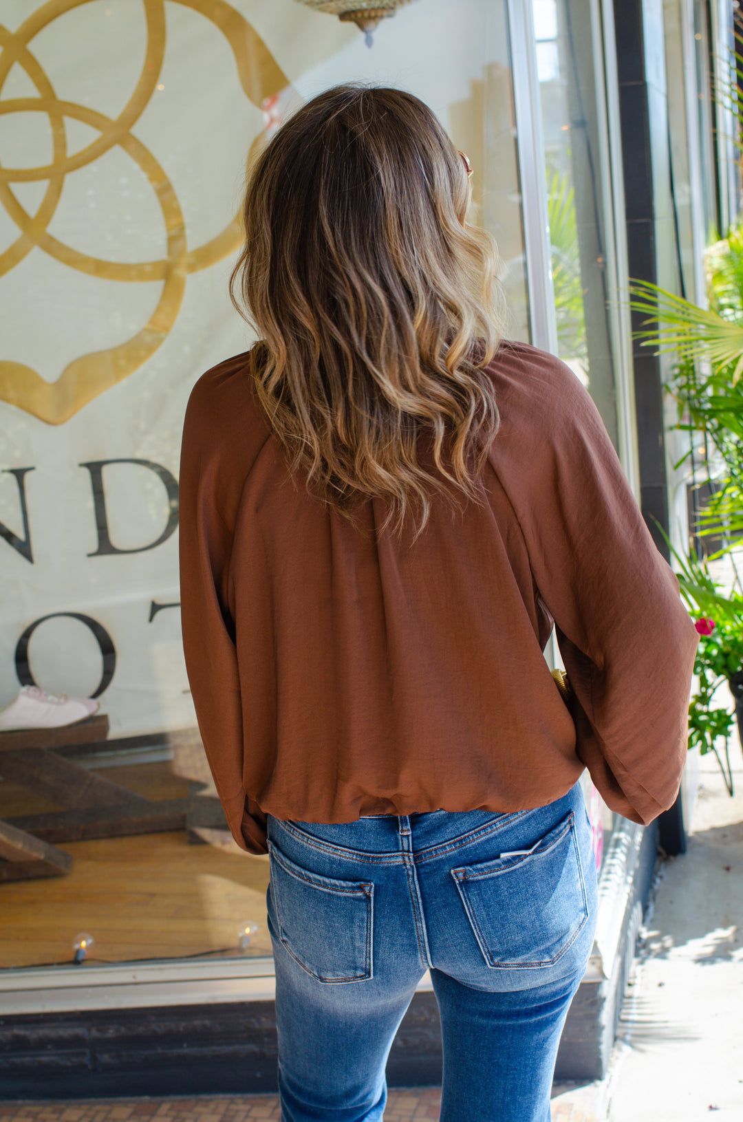 Dreaming Of You Boho Tie Front Blouse in Chocolate Brown