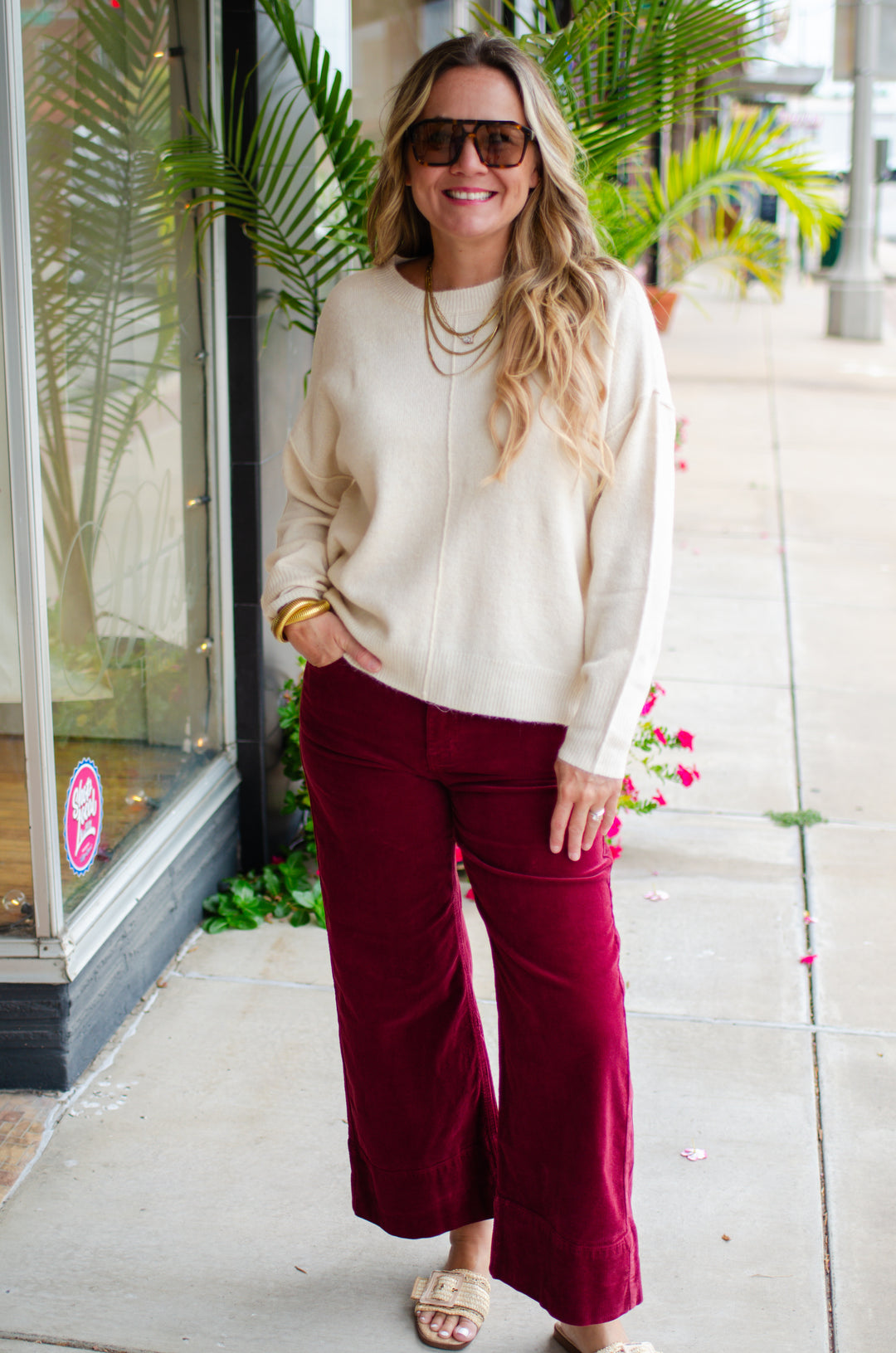 Dreaming Of Fall Crewneck Front Seam Sweater in Cream