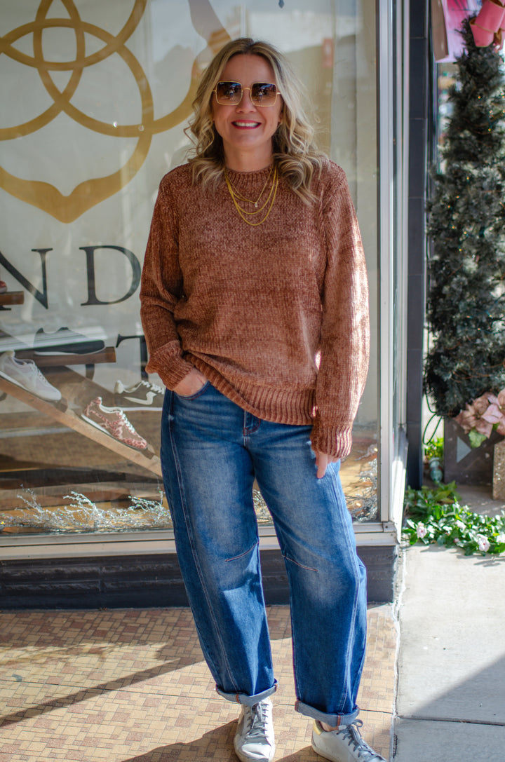 Cozy Autumn Ultra Soft Chenille Knit Sweater in Camel