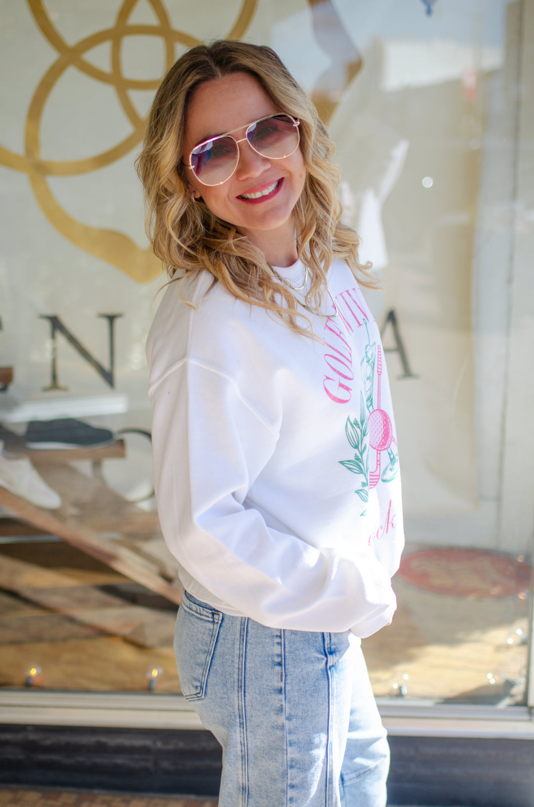 Golf Wives Cocktail Club Oversized Sweatshirt in White