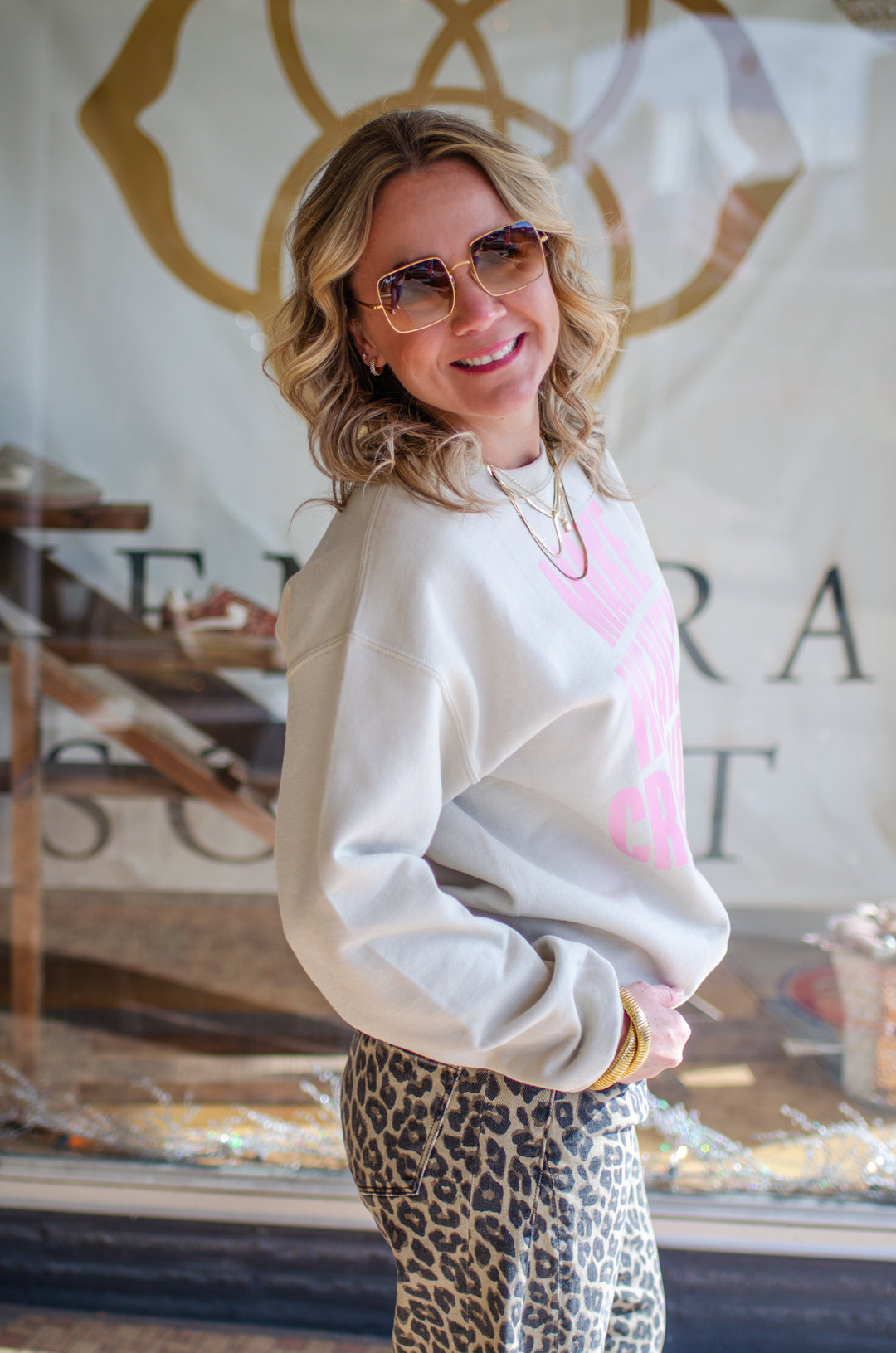 Make Heaven Crowded Christian Graphic Sweatshirt in Sand