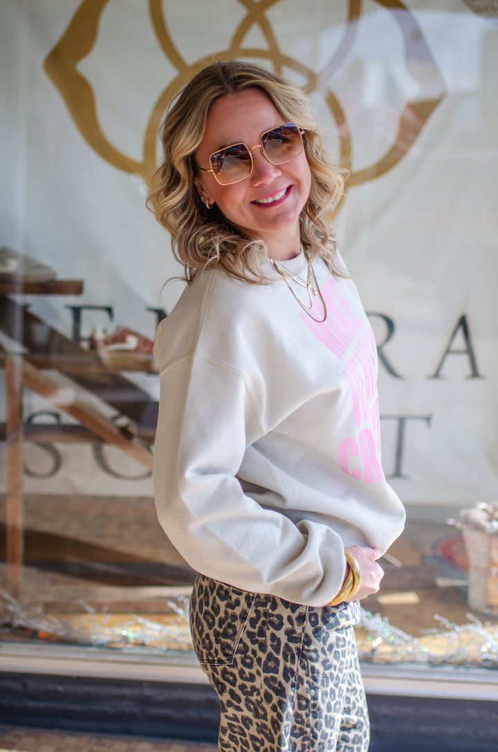 Make Heaven Crowded Christian Graphic Sweatshirt in Sand