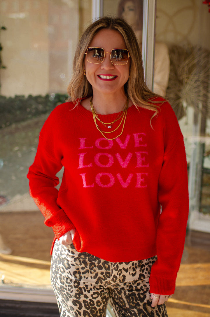 Love Knit Sweater in Red