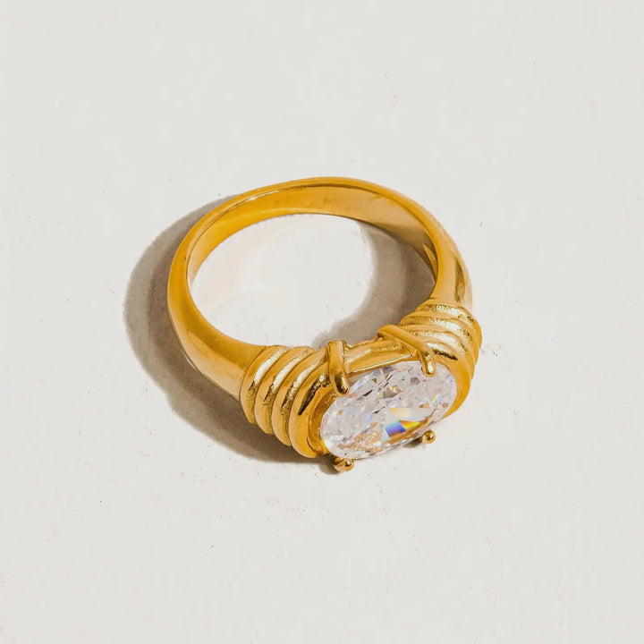LUXE Coco 18K Gold Plated Non-Tarnish Rhinestone Ring