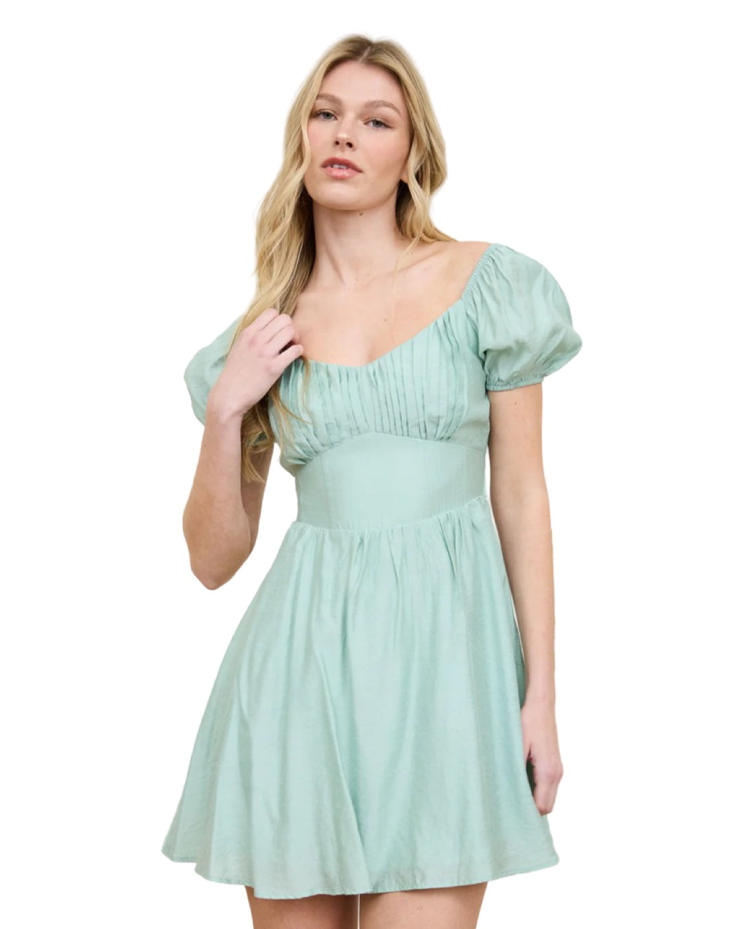 Spring Moments Corset Top Tie Back Dress in Mint