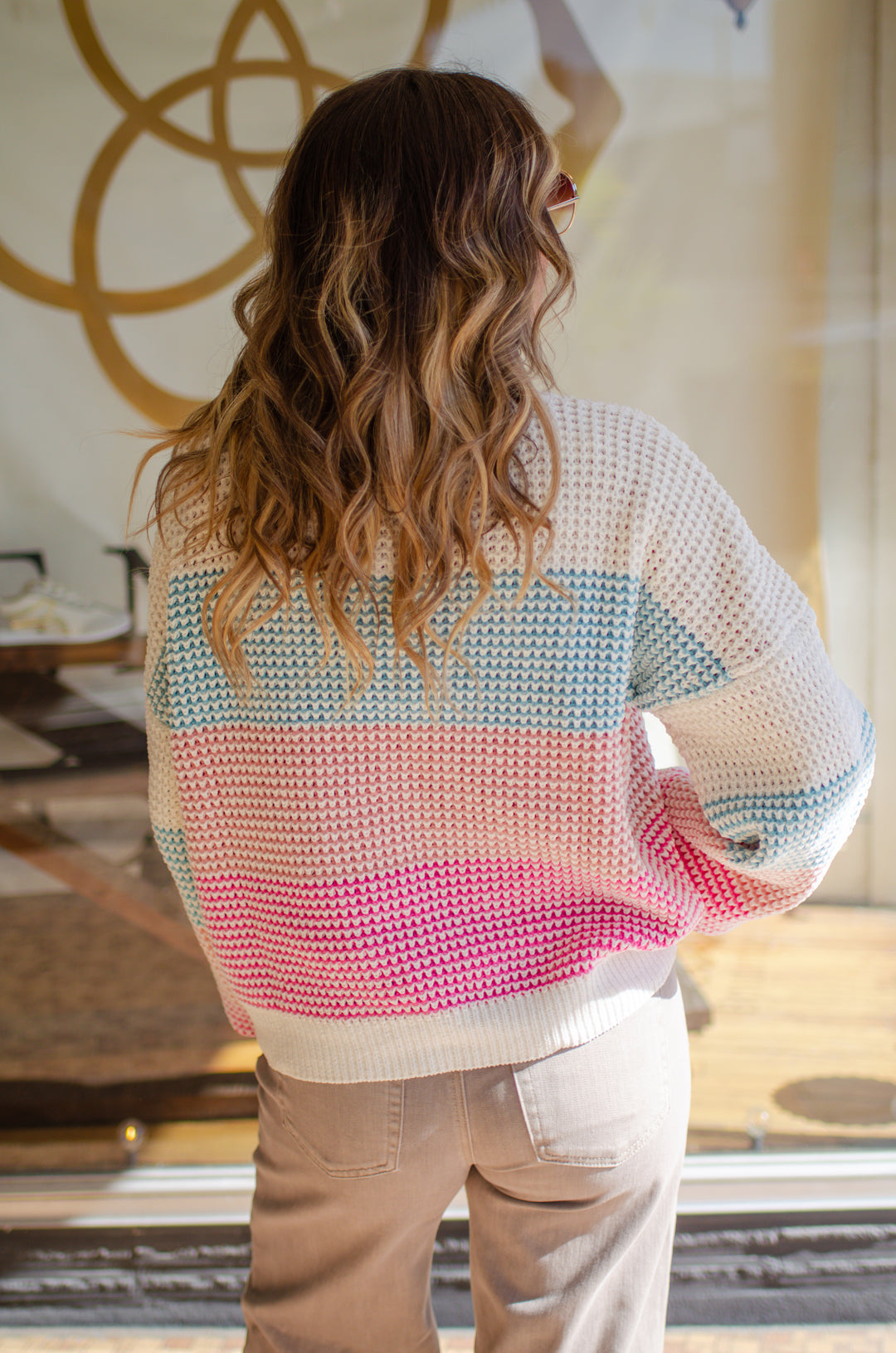 Take Heart Aqua Stripe Knit Sweater