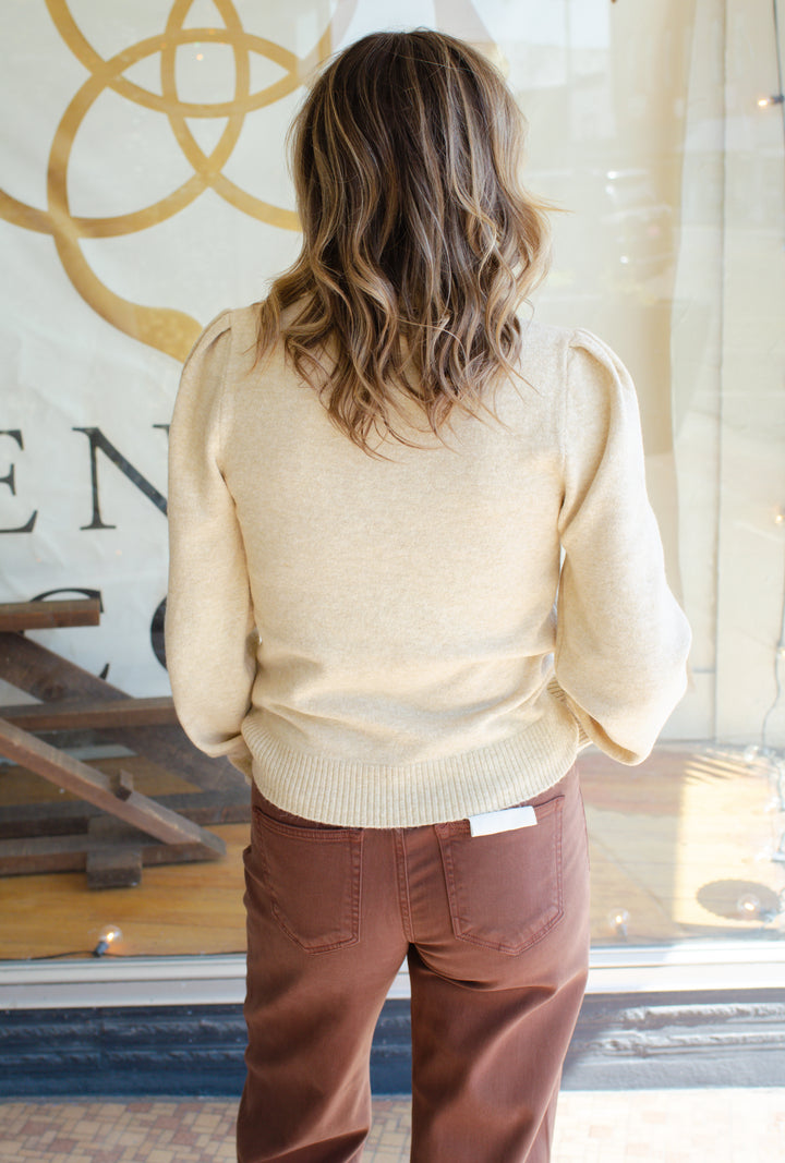 Fall Stroll Turtle Neck Long Sleeve Sweater in Cream