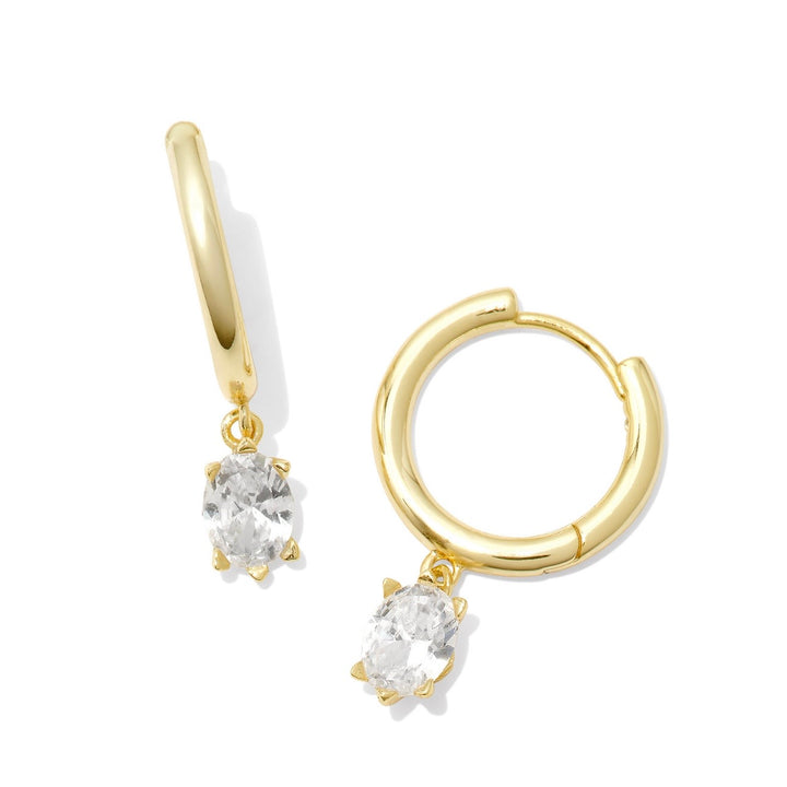 Kendra Scott Cailin Single Stone Huggie Crystal on Gold