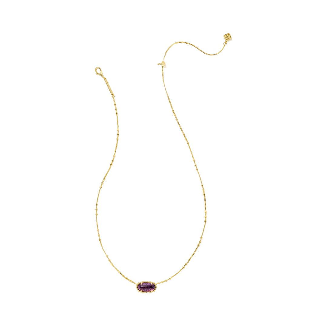 Kendra Scott Elisa Bamboo Framed Necklace in Gold Dark Purple Amethyst