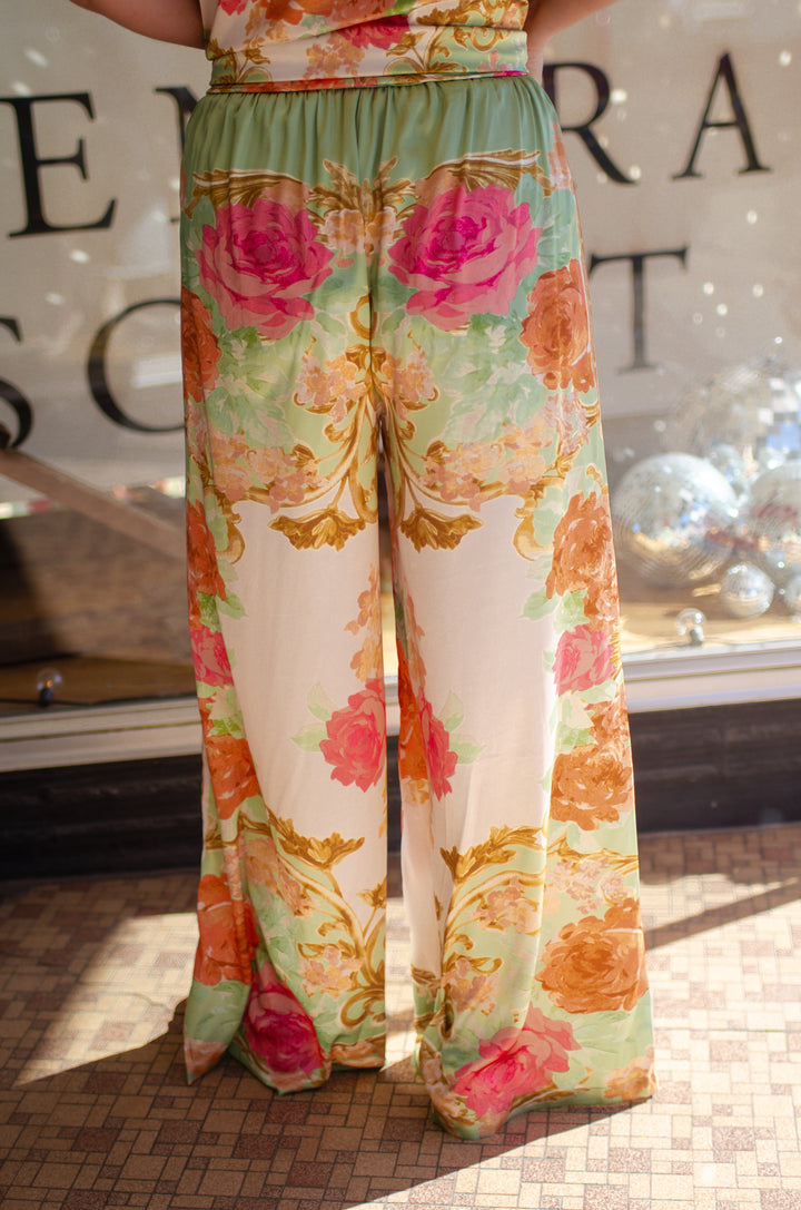 Amalfi Dreaming Silk Floral Pull On Pant