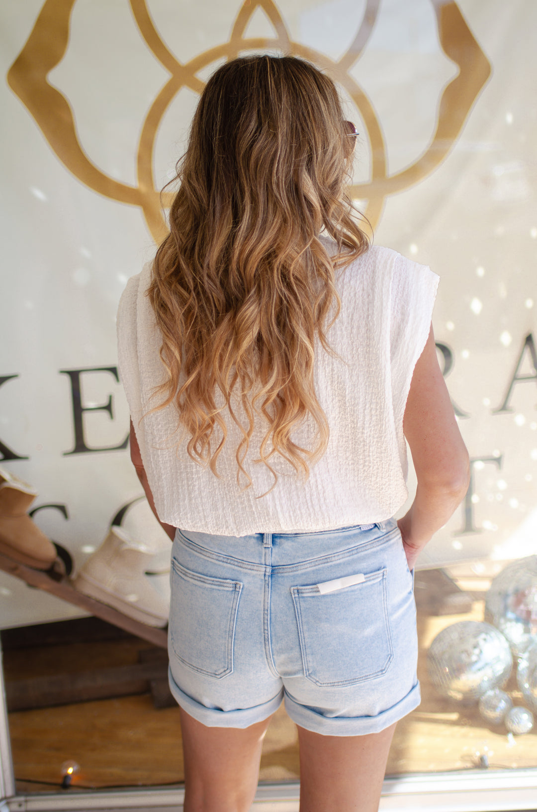 Moment For Us Textured Round Neck Pleated Top in White