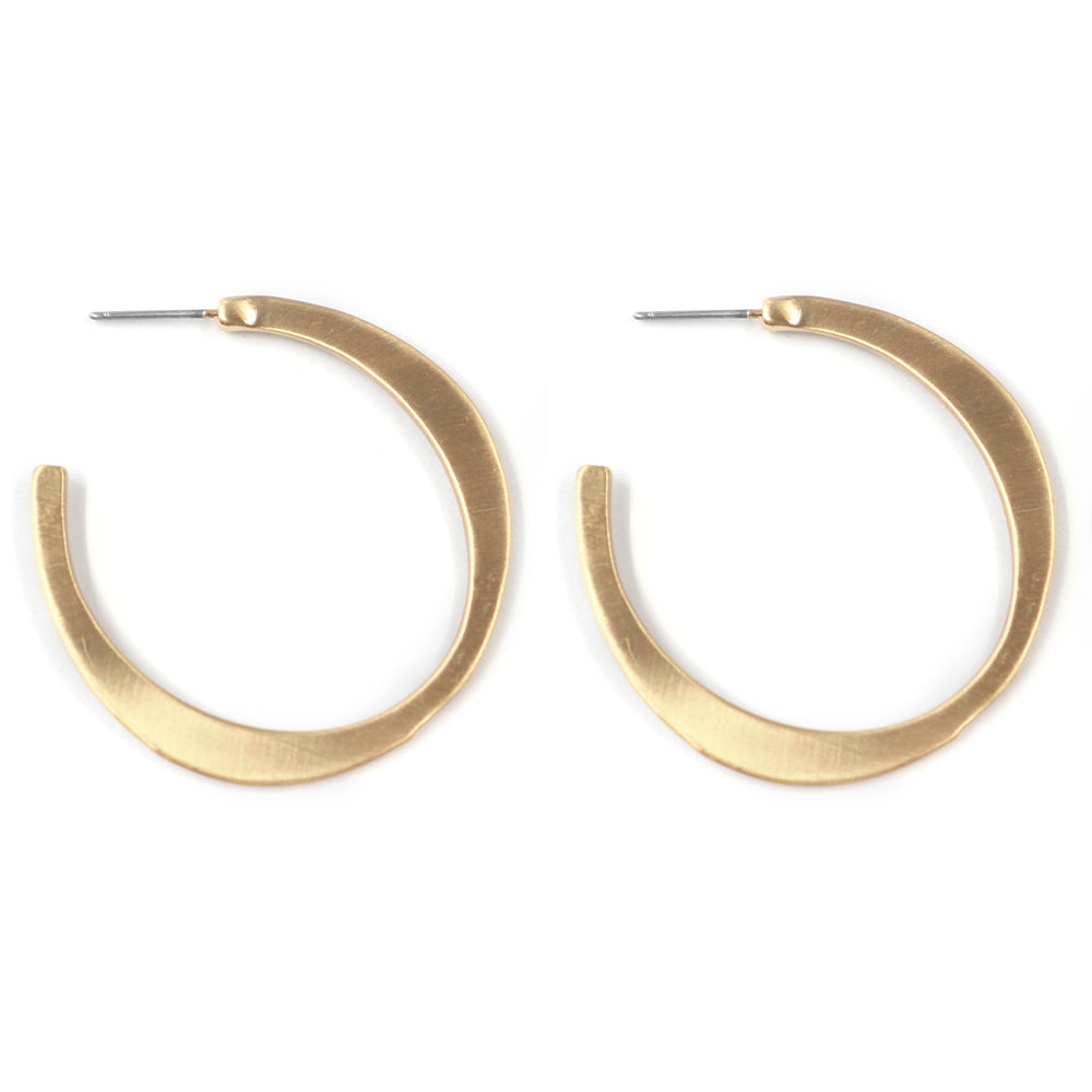 Thick Brushed Gold Hoop Earring