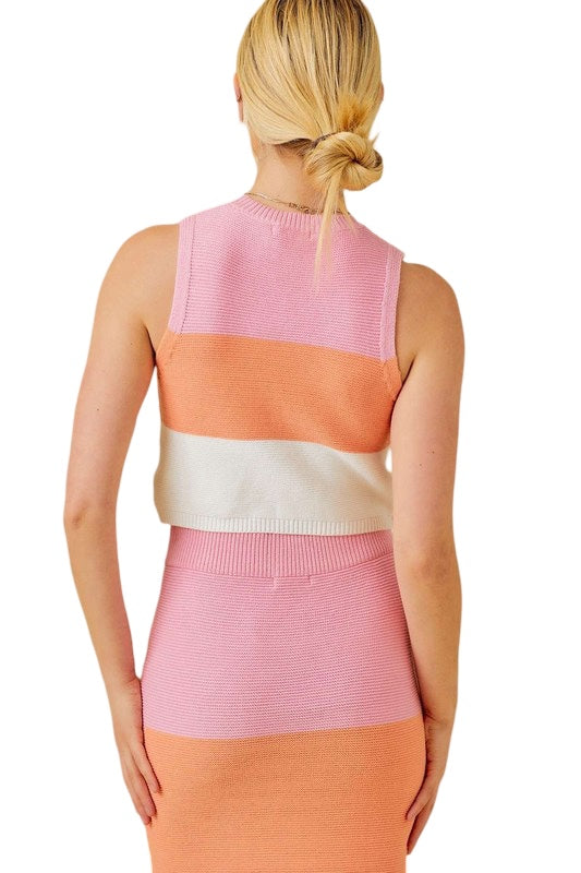 Perfect Sunrise Knit Color Block Tank Top