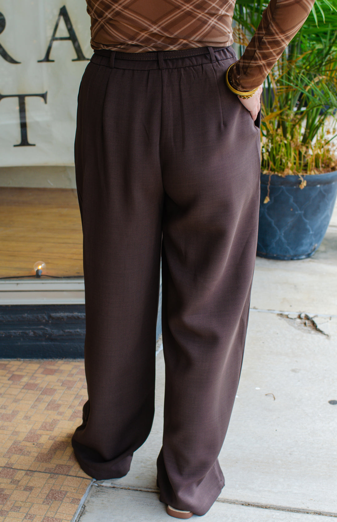 Make Your Mark Belted Trousers in Brown