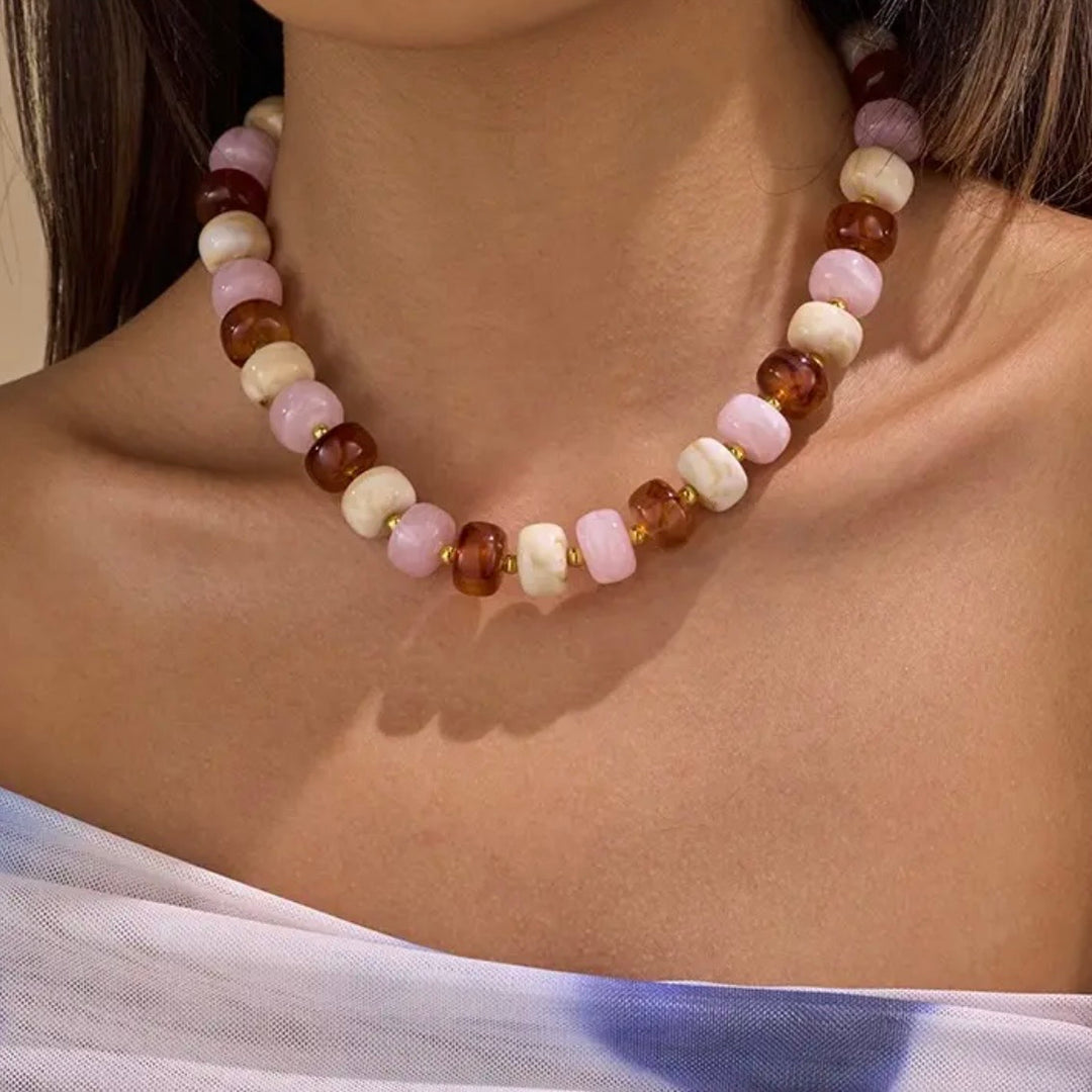 Turquoise Resin Beaded Necklace