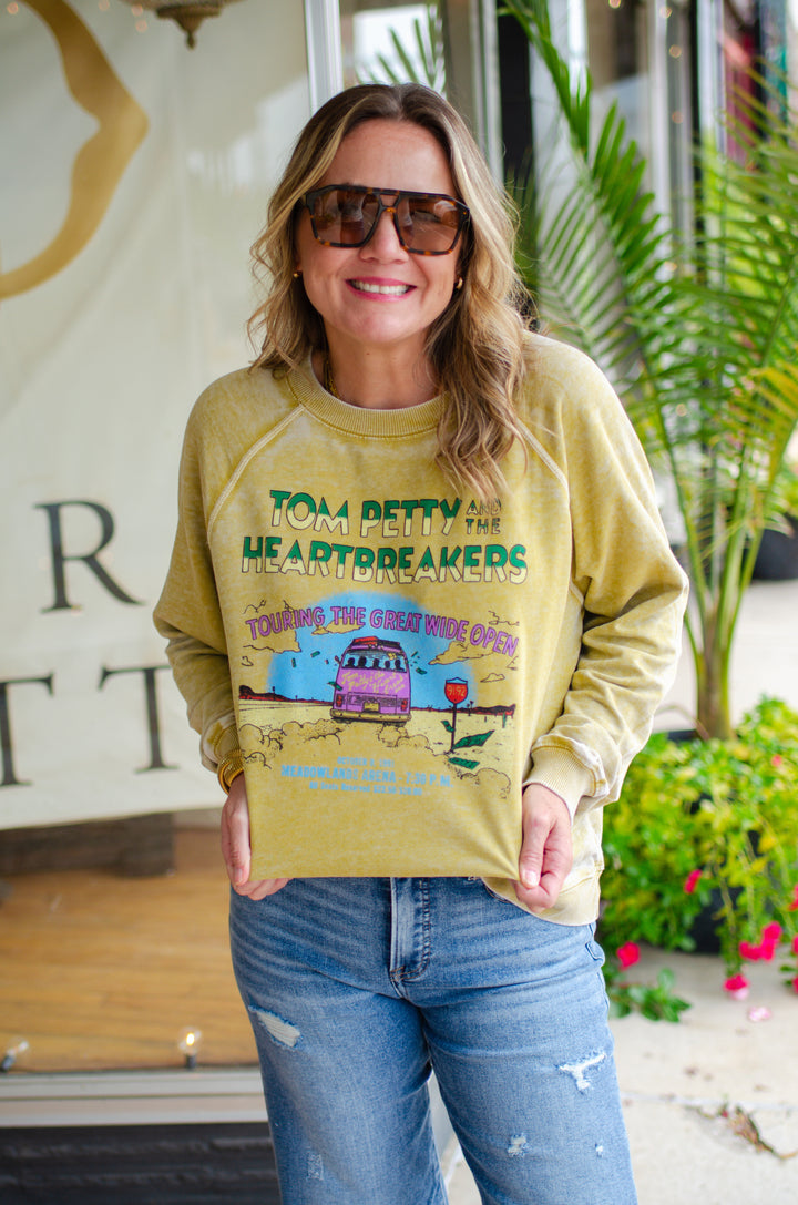 Tom Petty Great Wide Open Tour Burnout Yellow Pullover