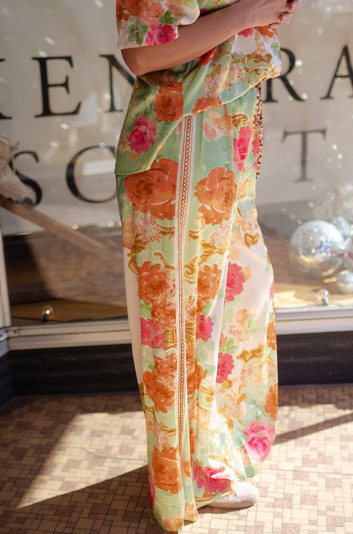 Amalfi Dreaming Silk Floral Pull On Pant