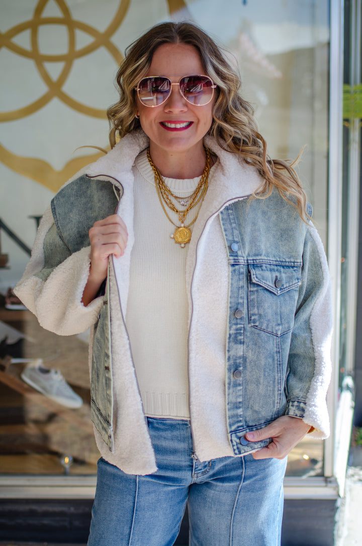 Warm Embrace Denim & Shearling Jacket