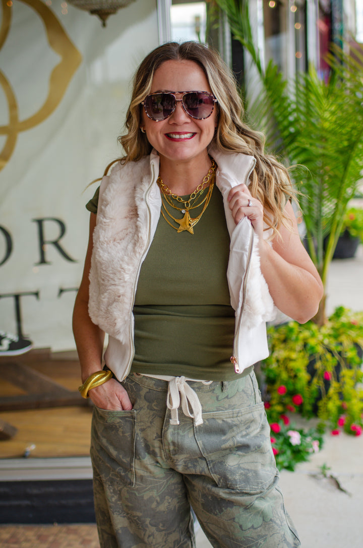 Winter Wonder Faux Fur Vest in Cream