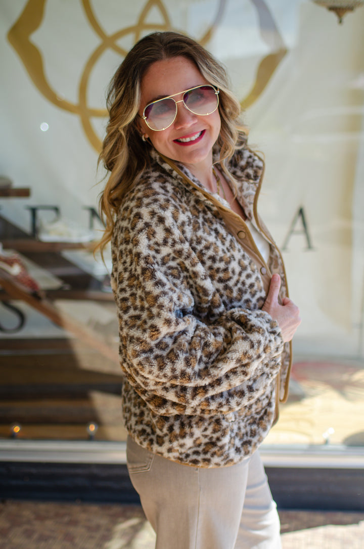 Wild Ways Sherpa Snap Down Long Sleeve Jacket