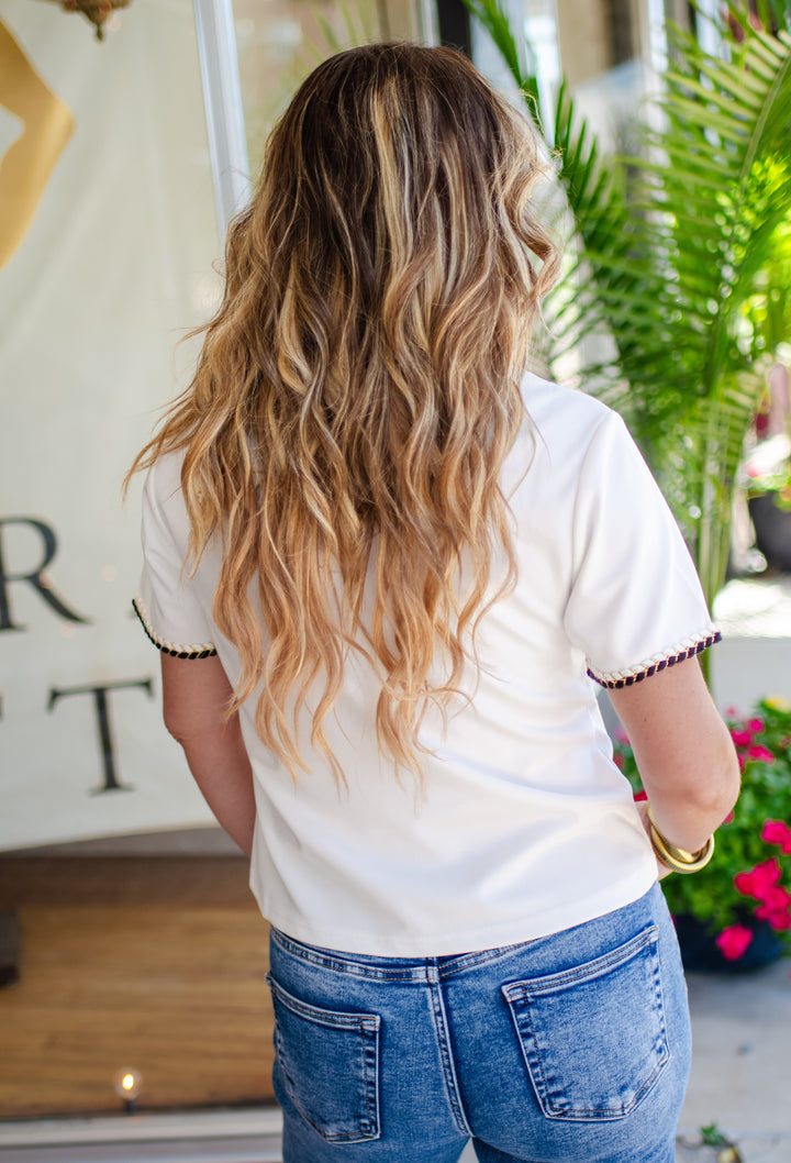 Your The One Top with a Gold Rope Neckline in White