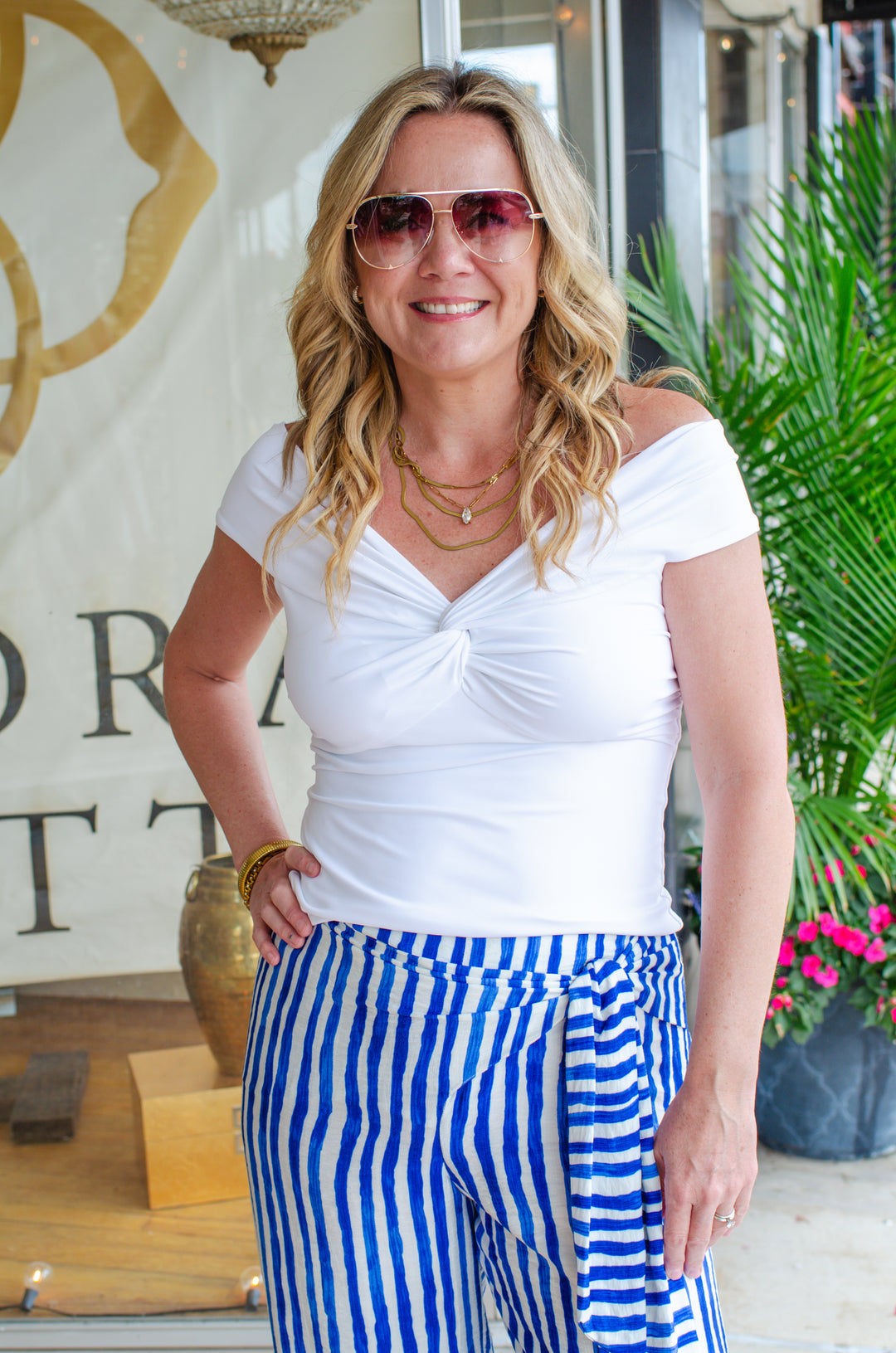 Summer Romance Off The Shoulder Twist Front Top in White