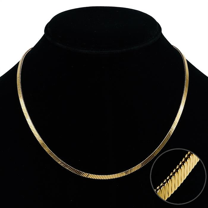Gold Stainless Steel Flat Snake Chain Necklace