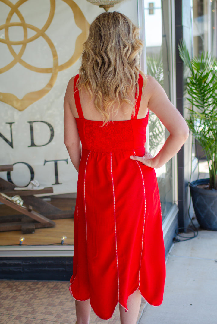 Make It Memorable Tie Front Dress in Red