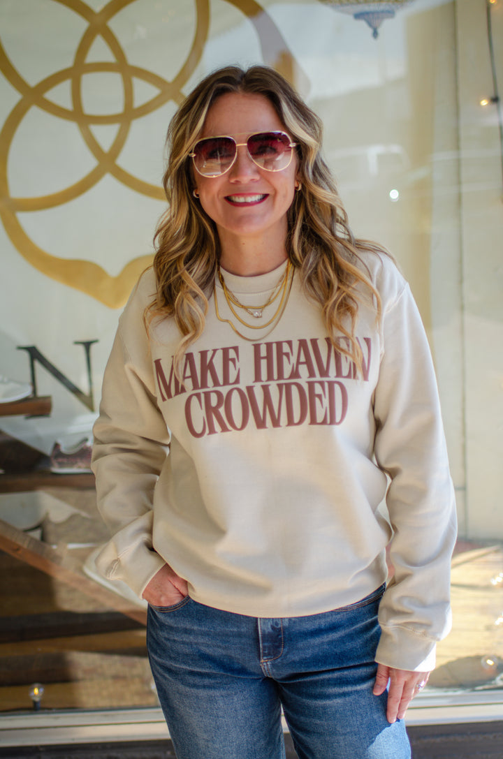 Make Heaven Crowded Puff Letter Sweatshirt in Sand