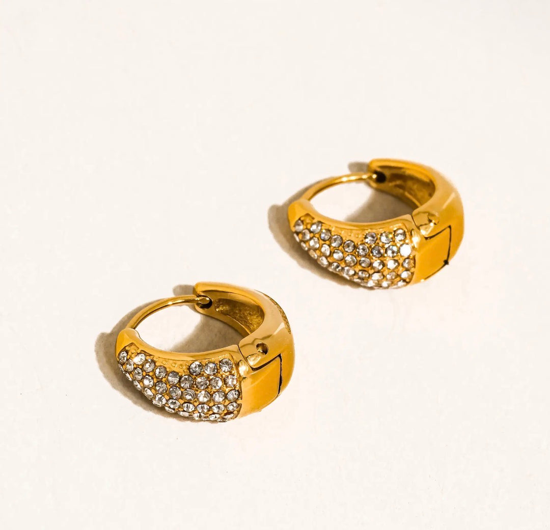 Luxe 18K Gold Plated Non-Tarnish Crystal Teardrop Hoop Earrings
