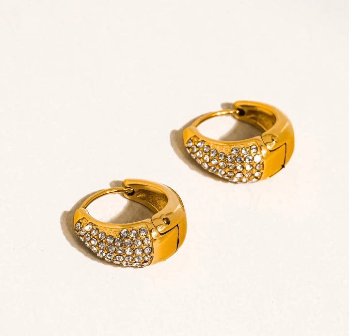 Luxe 18K Gold Plated Non-Tarnish Crystal Teardrop Hoop Earrings