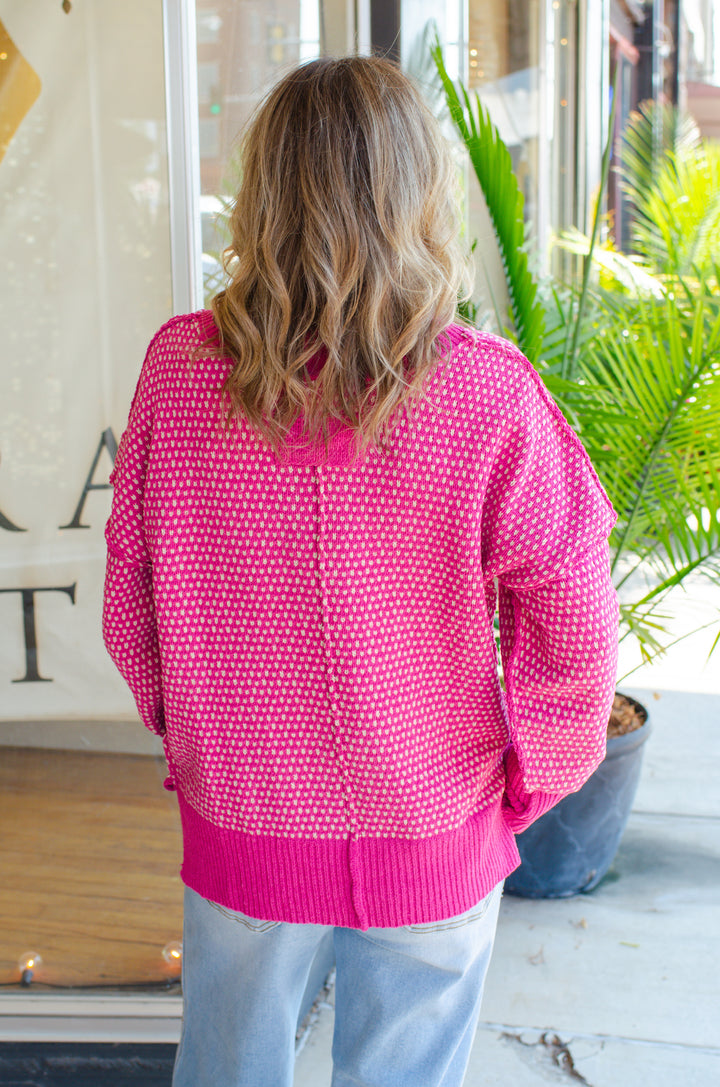 Cozy Vibes Sweater in Hot Pink
