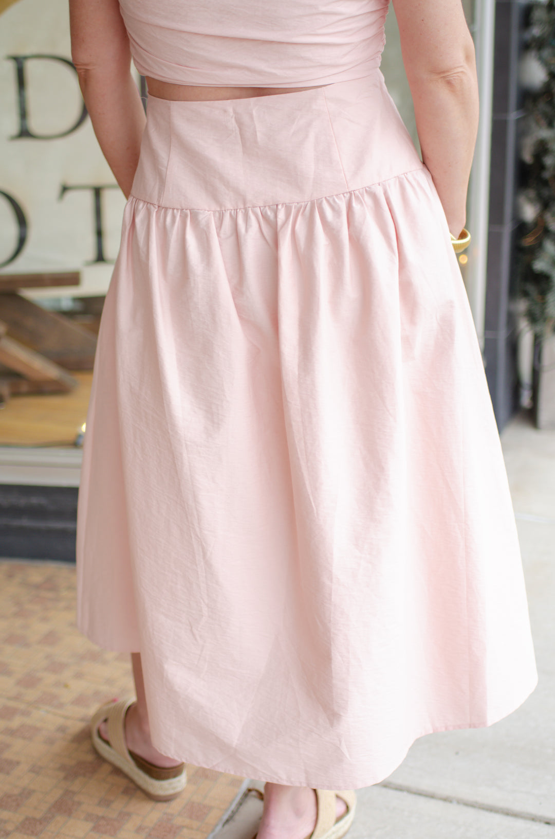 Precious Moments High Rise Button Down Skirt in Blush