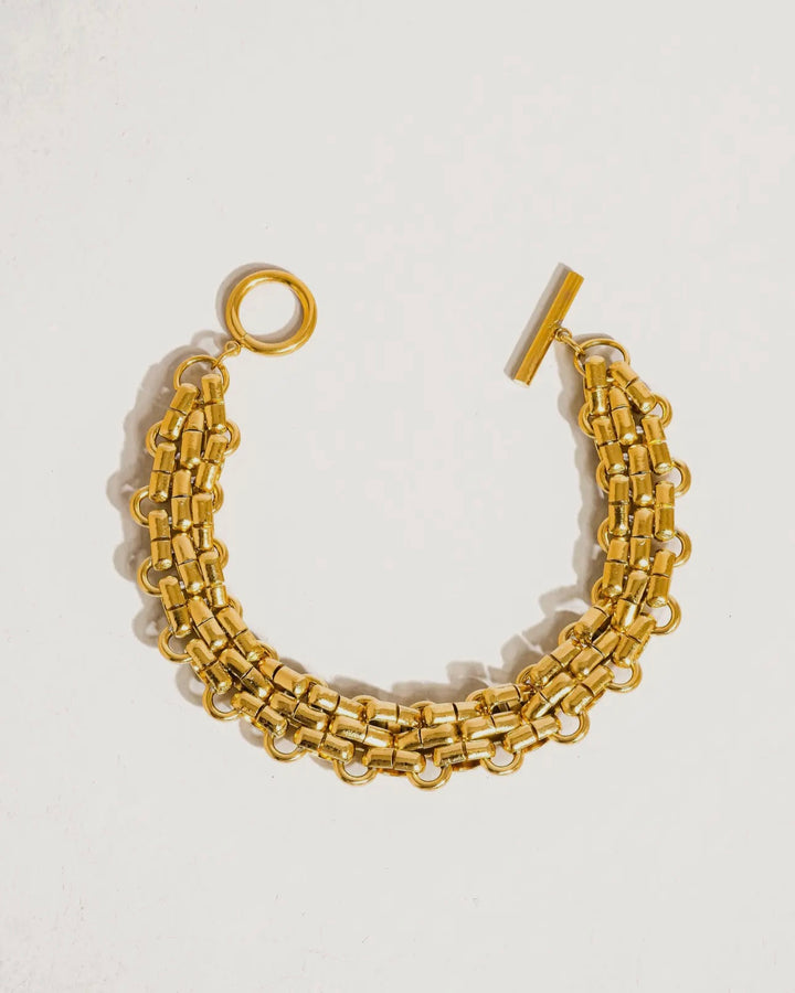 LUXE 18K gold Plated Weave Toggle Bracelet
