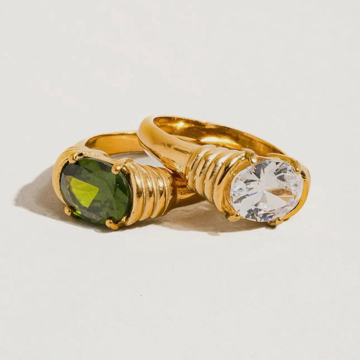 LUXE Coco 18K Gold Plated Non-Tarnish Rhinestone Ring