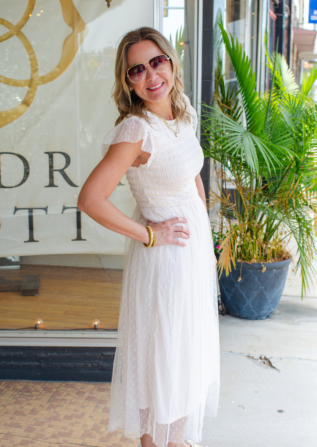 Dreamy Sweetness Swiss Dot Dress in Cream