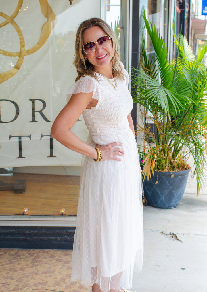 Dreamy Sweetness Swiss Dot Dress in Cream