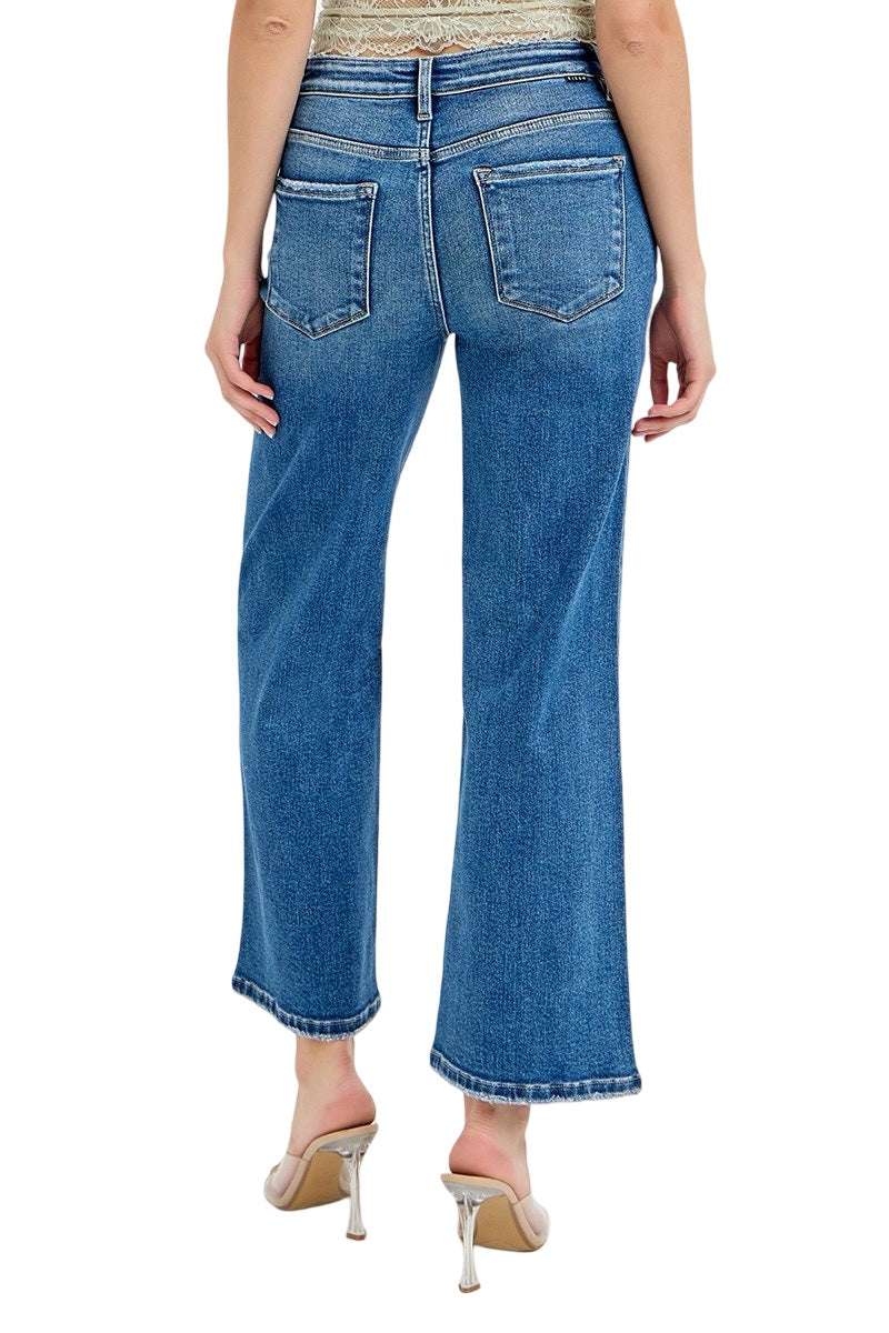 Risen High Rise Tummy Control Crop Wide Leg Jeans