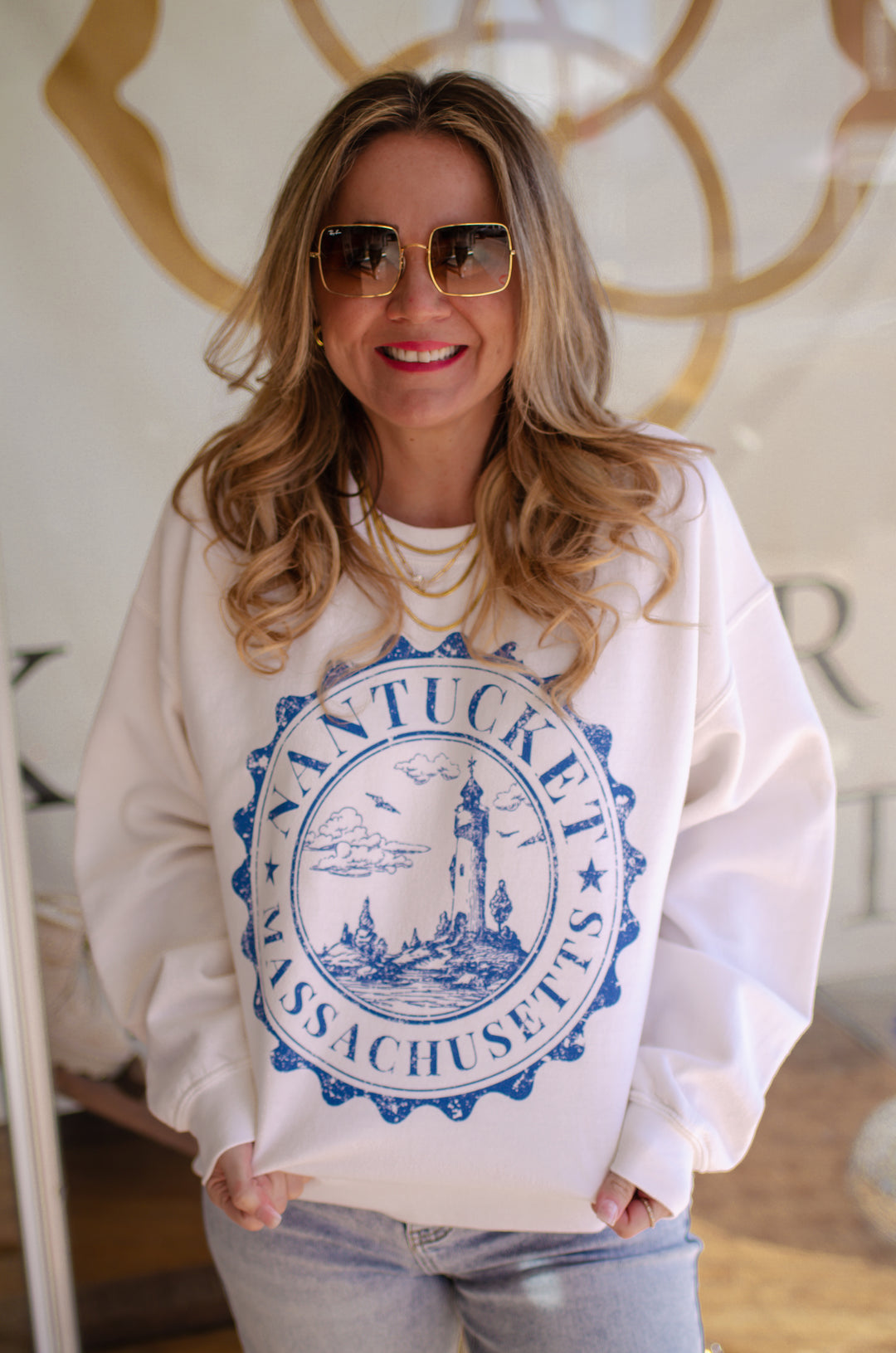 Nantucket Graphic Oversized Sweatshirt in White