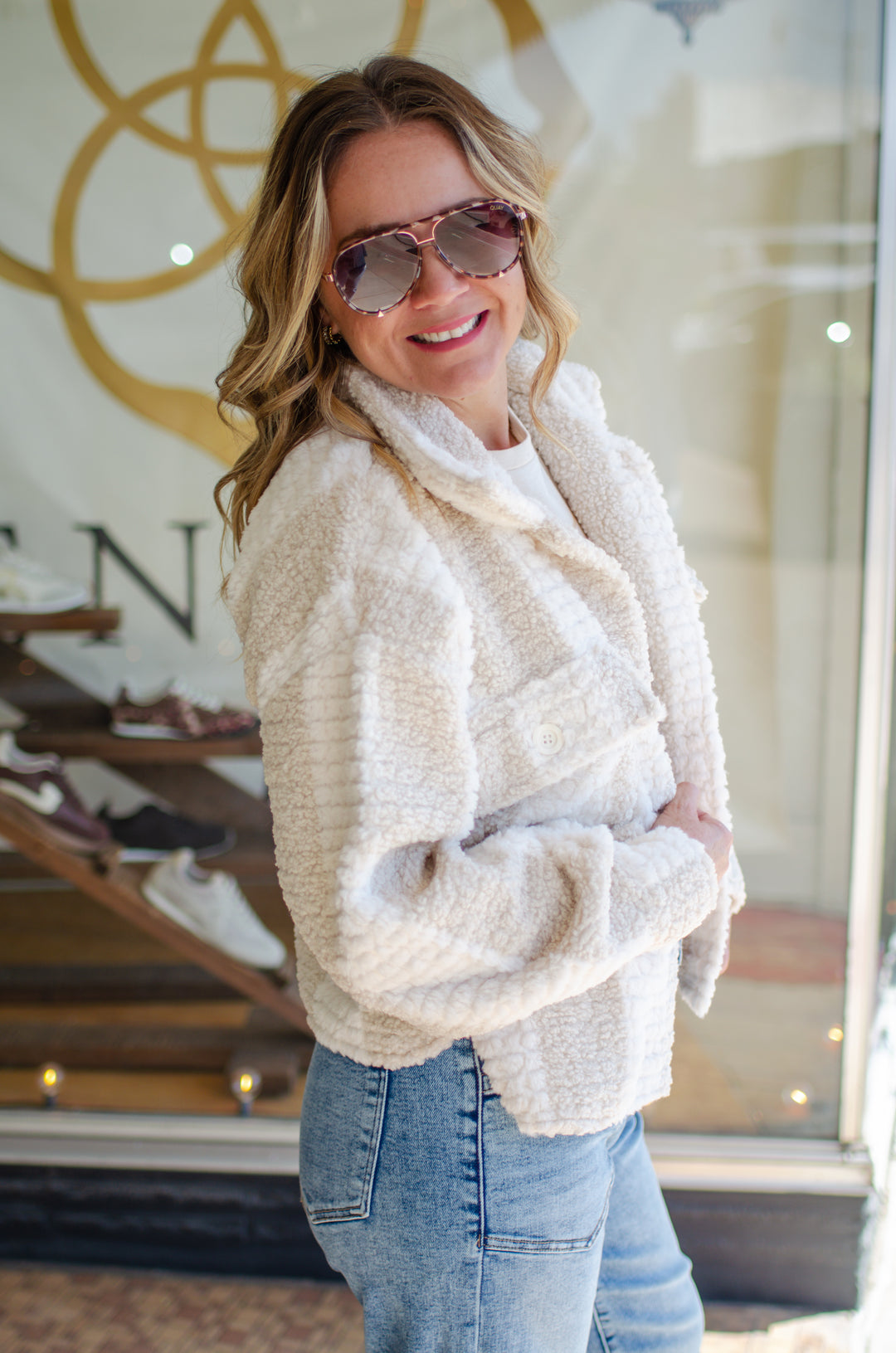 Fabulous Fur 2 Tone Cream Pocket Jacket