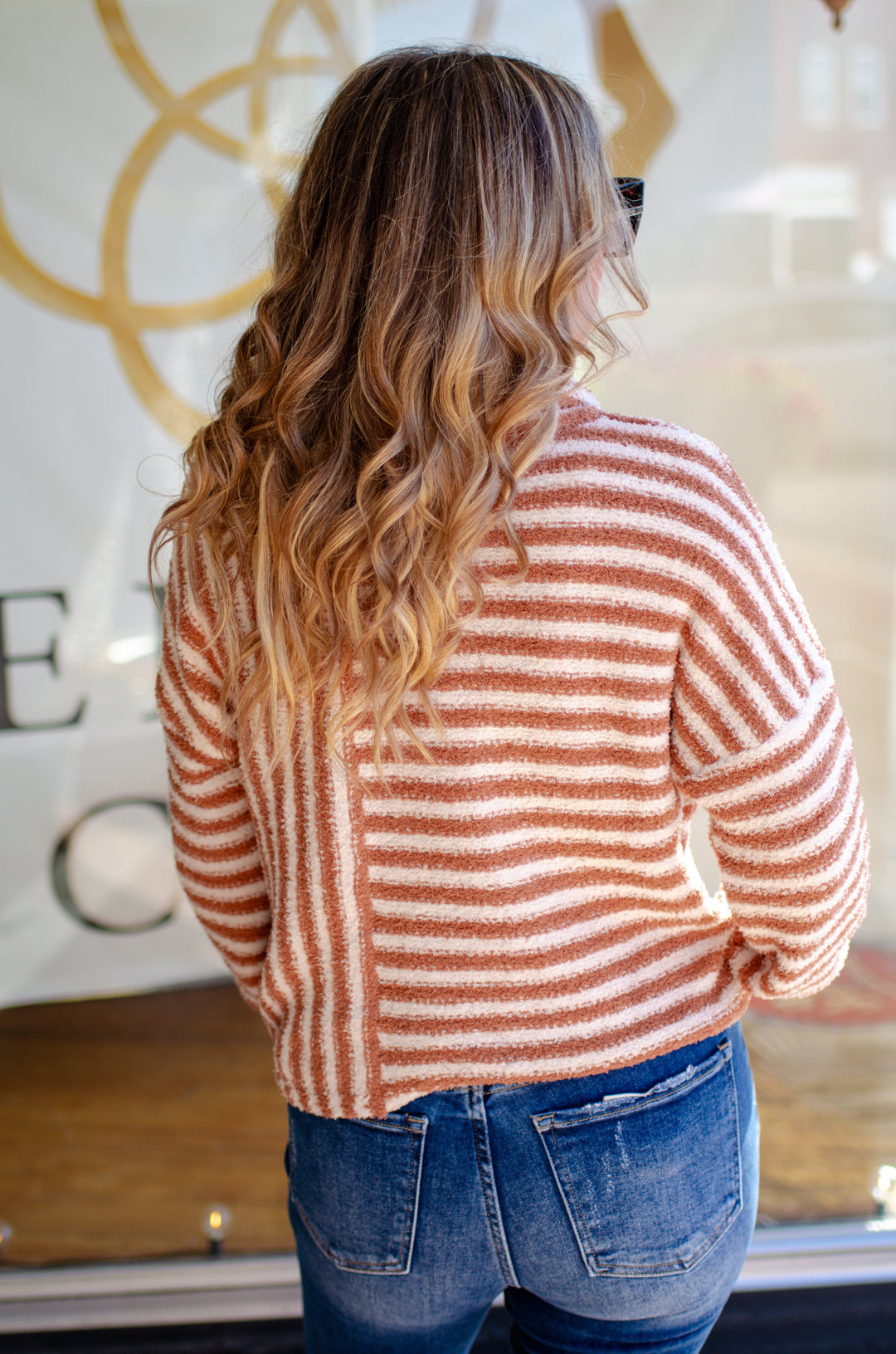 Winter Wishes Soft Knit Camel Stripe Sweater