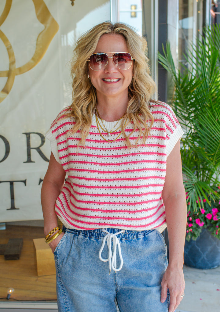 Dream Come True Stripe Knit Top in Pink