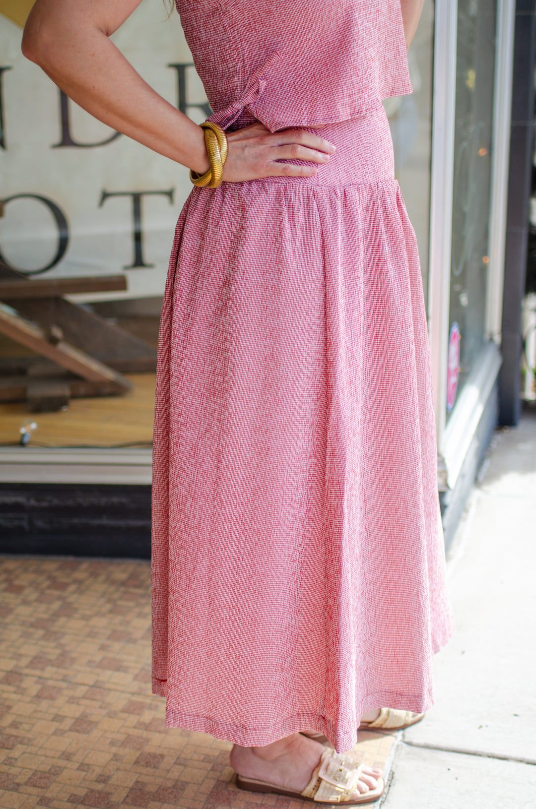 Whisk Me Away Red Gingham Midi Skirt