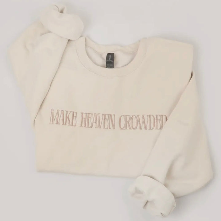 Make Heaven Crowded Embroidered Fleece Sweatshirt in Sand