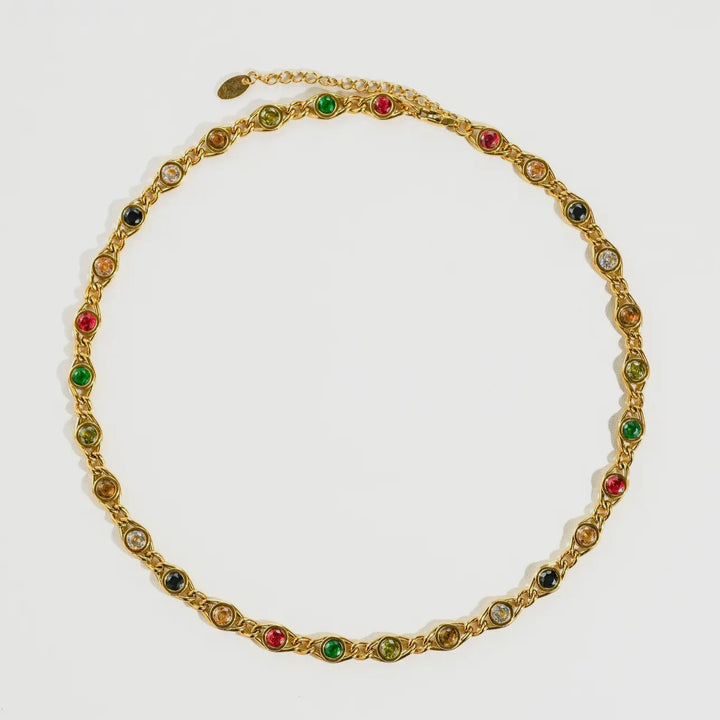 LUXE Scarlett Jewel Tone CZ 14K Gold Plated Necklace