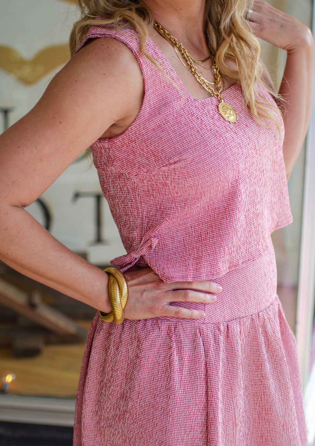 Whisk Me Away Red Gingham Midi Skirt