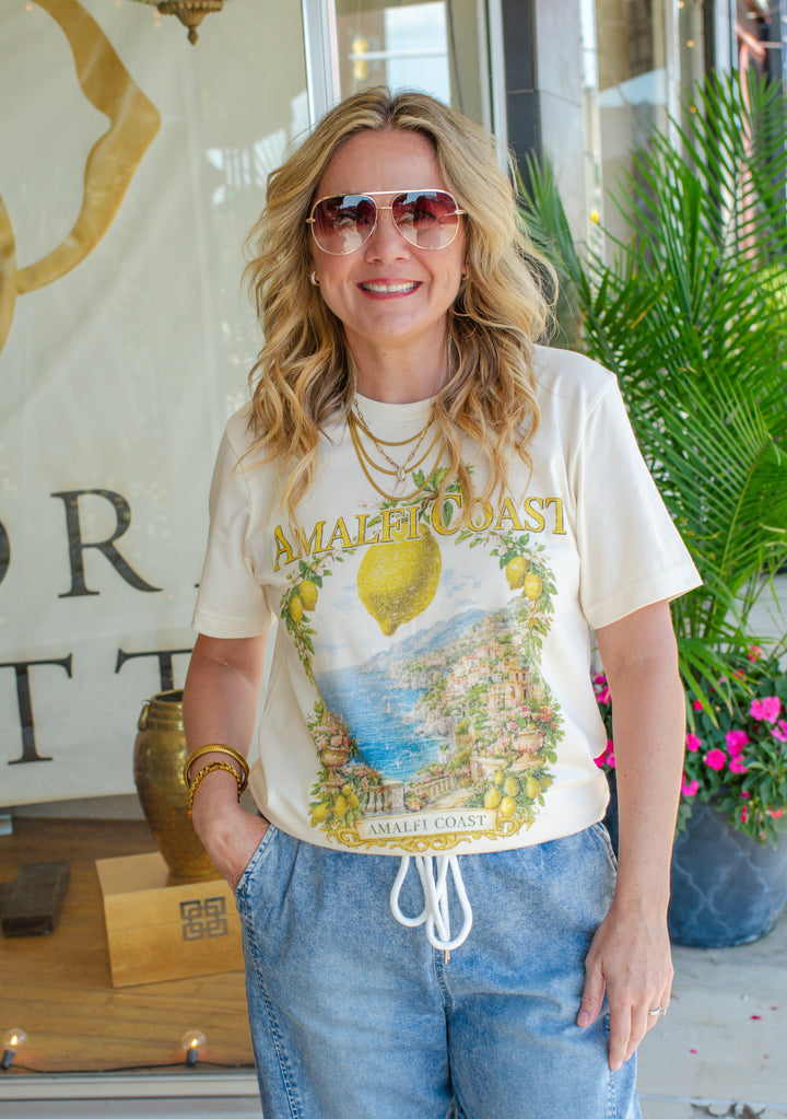 Amalfi Coast Graphic Tee in Ivory