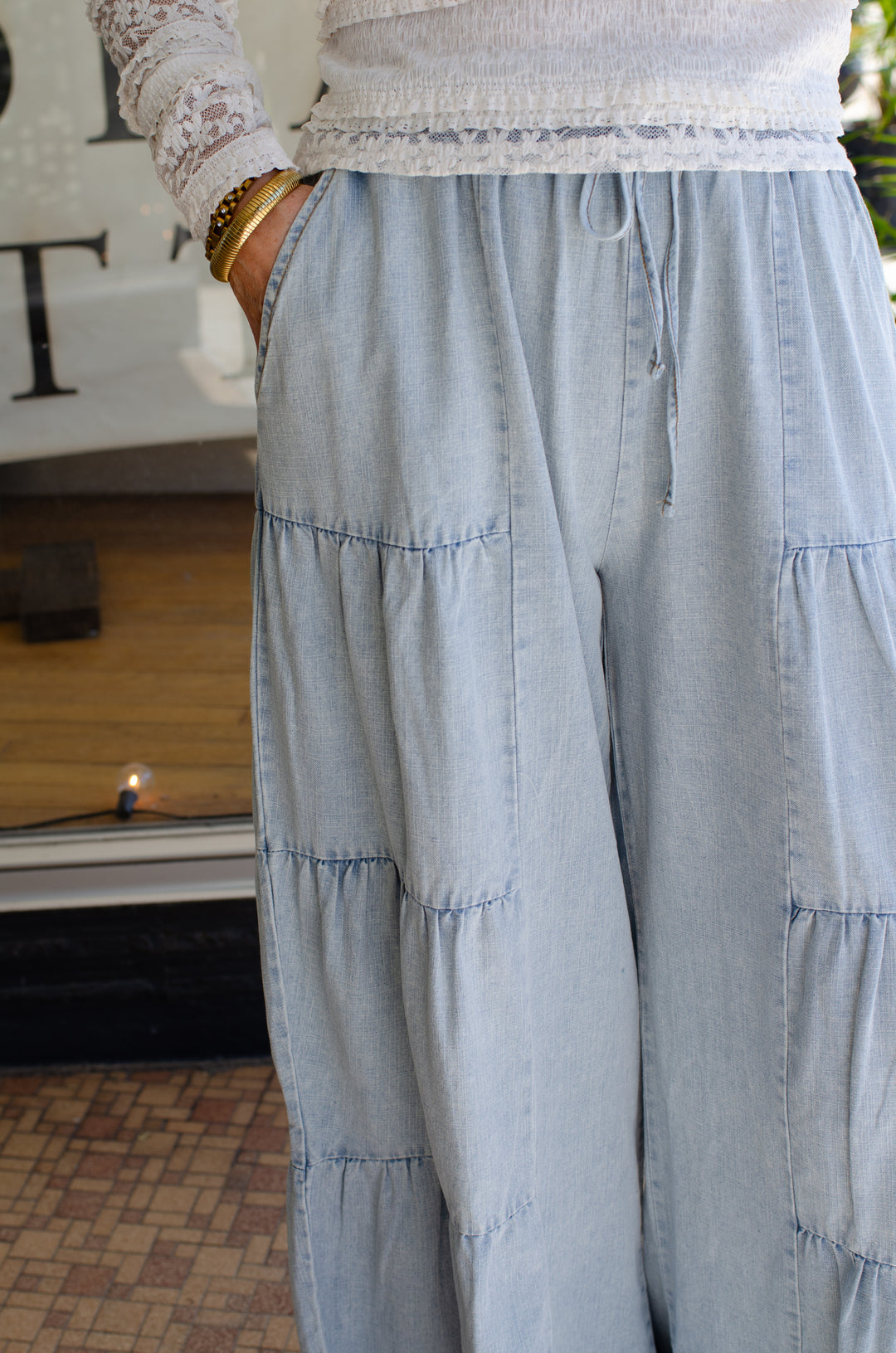 Indigo Dreamer Wide Leg Pants in Light Denim