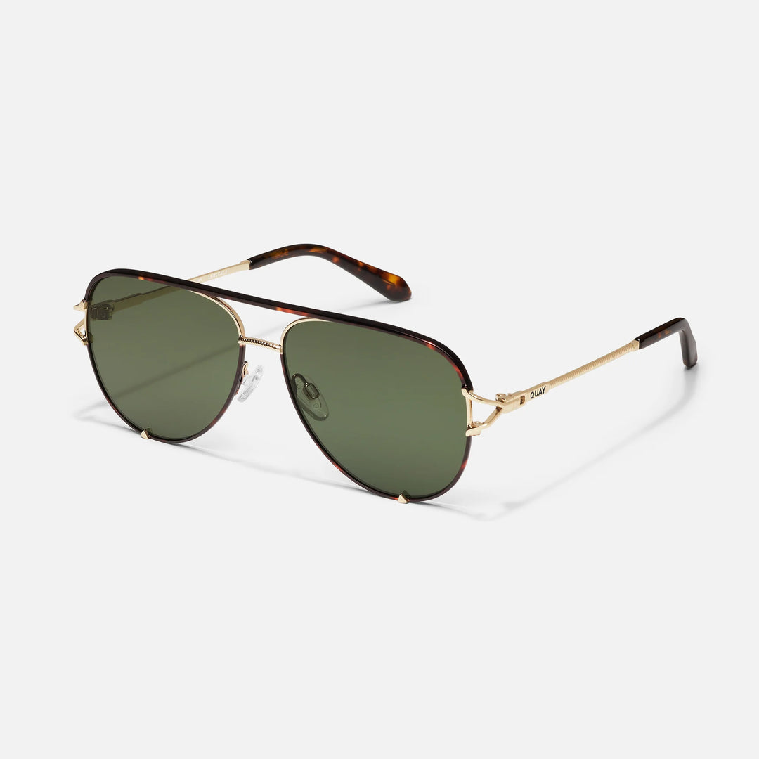 Quay High Key Twist Dark Tortoise Grame in Green Lens