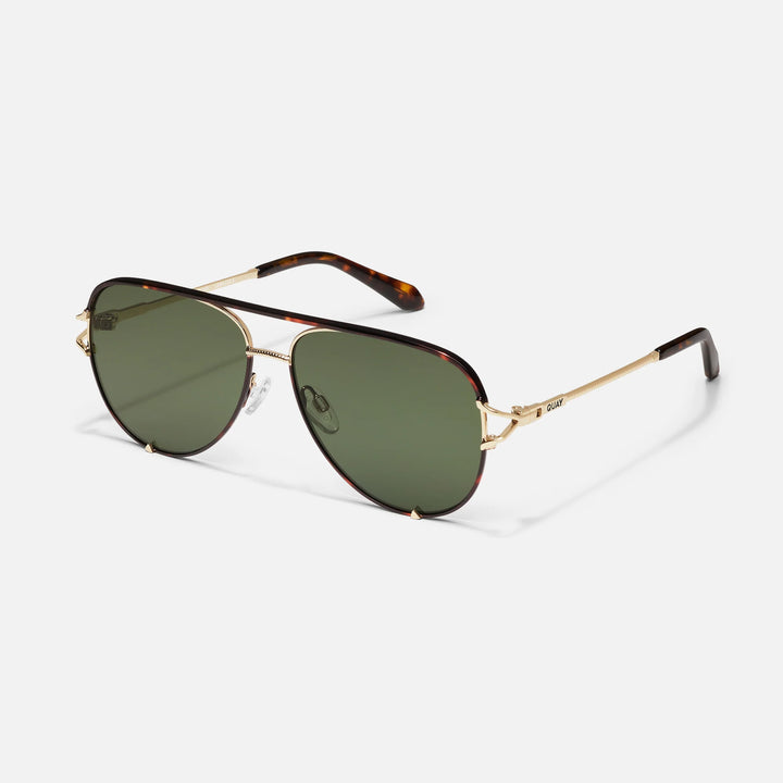 Quay High Key Twist Dark Tortoise Grame in Green Lens